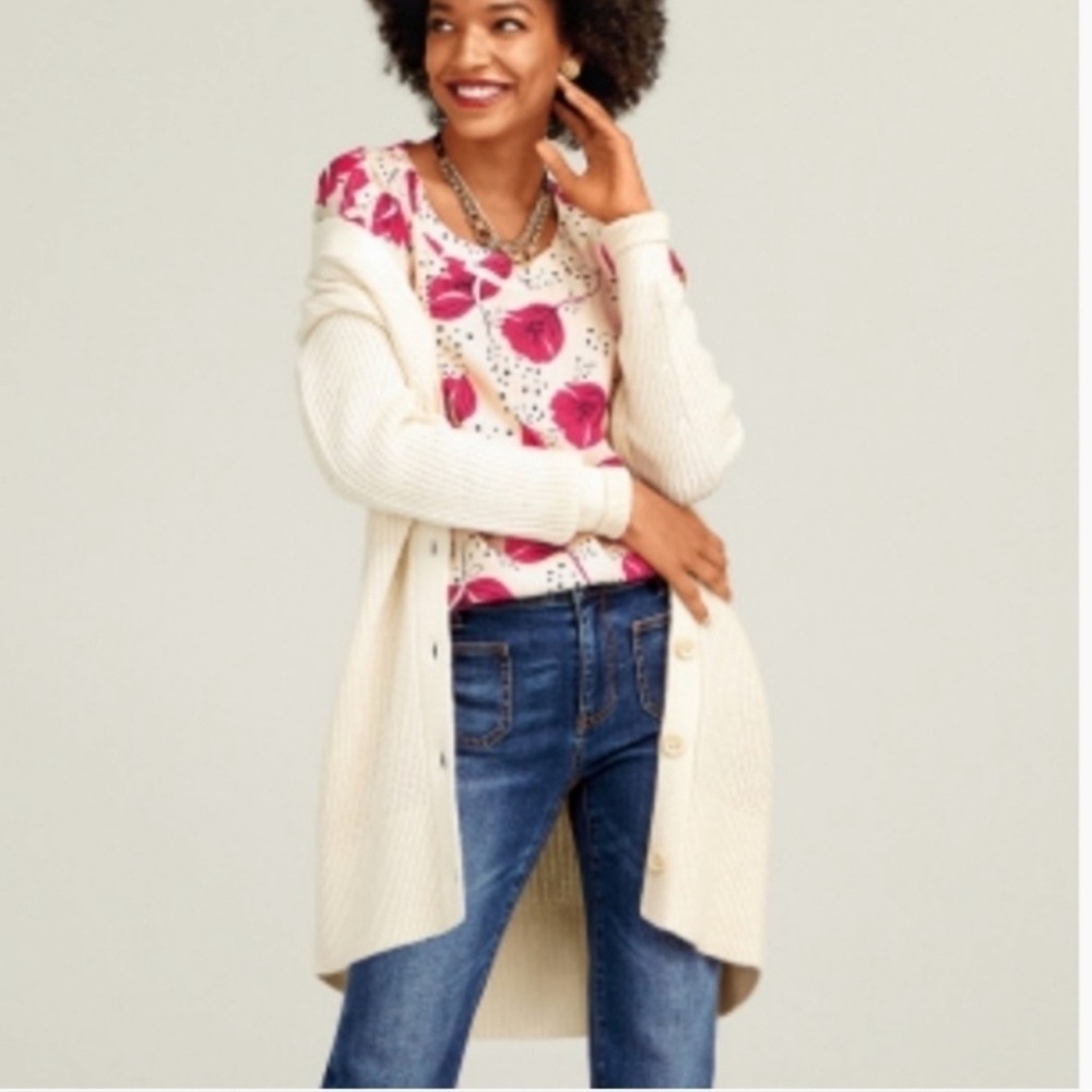 CAbi Cardigan Cream Book Club Size L